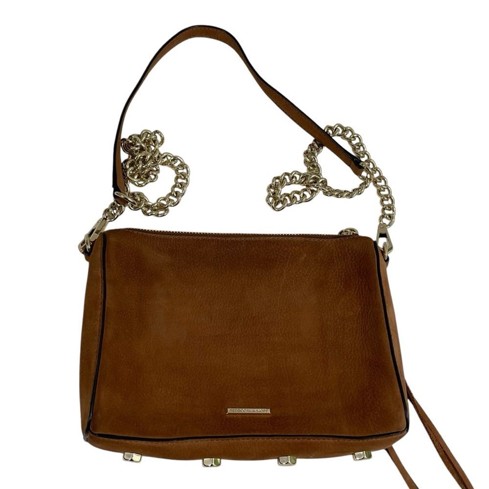 Rebecca Minkoff Avery Crossbody Bag Caramel Brown Nubuck Leather Purse
